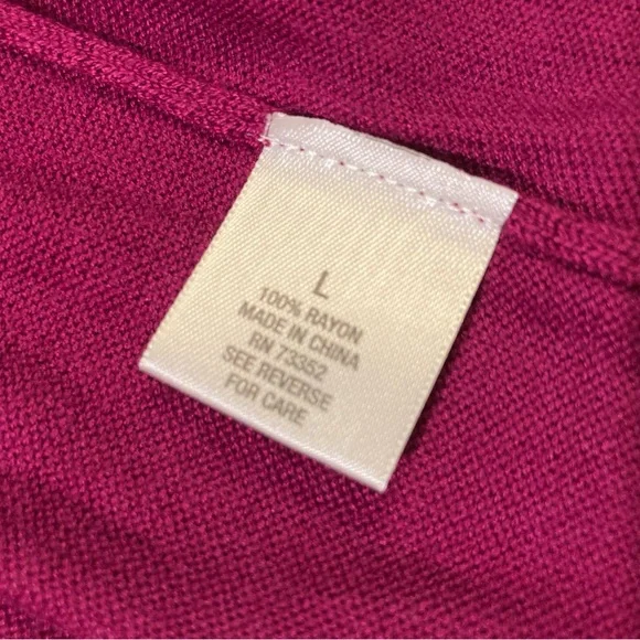Dress Barn Purple Fuchsia Sweater Jacket Cardigan Peplum Woman’s Large Ruched - Picture 2 of 8